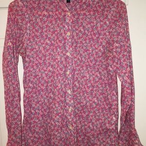 Gap Blouse Pink and Blue Flower Button Down